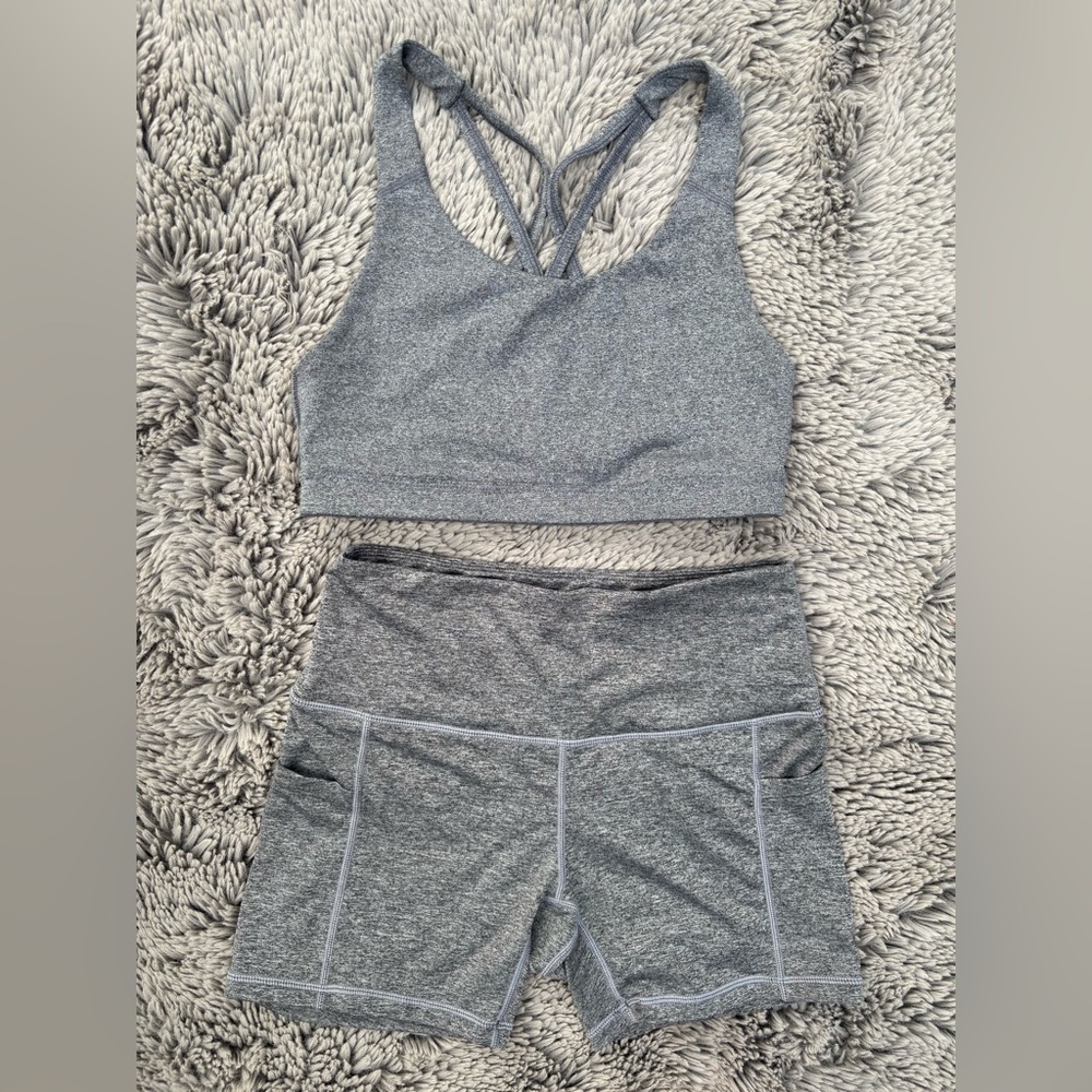 2 for $20 💜 Gray Activewear Set | Sports Bra & Biker Shorts | Workout Lounge